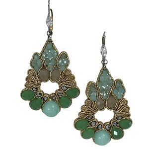 Vintage Gold and Green Dangle Earrings